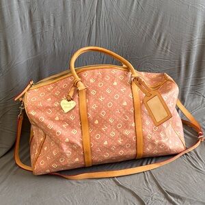 Dooney Bourke Large Coral and Tan Travel Duffle Bag